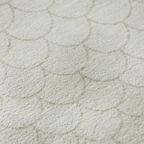 8' Ivory And Beige Geometric Washable Round Rug With UV Protection Photo 8