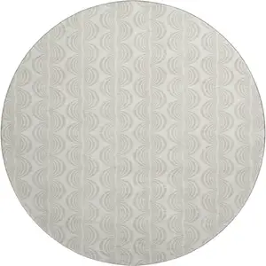 Photo of 8' Ivory And Beige Ogee Washable Round Rug With UV Protection