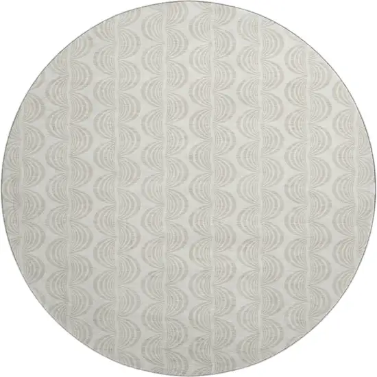 8' Ivory And Beige Ogee Washable Round Rug With UV Protection Photo 1