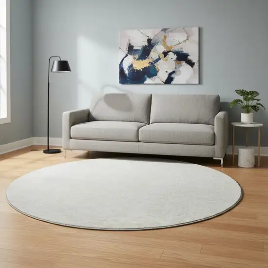 8' Ivory And Beige Polka Dot Washable Round Rug With UV Protection Photo 2