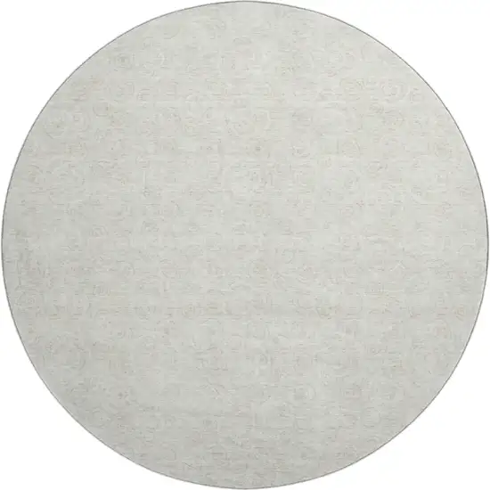 8' Ivory And Beige Polka Dot Washable Round Rug With UV Protection Photo 1