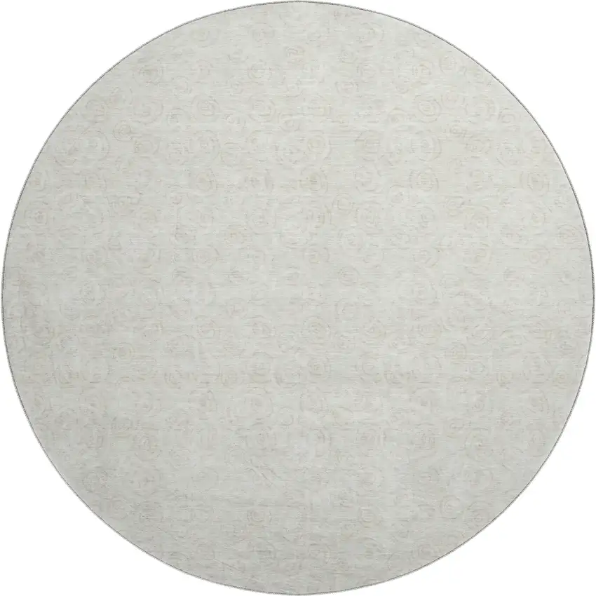 8' Ivory And Beige Polka Dot Washable Round Rug With UV Protection Photo 1