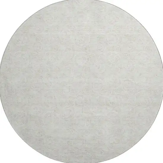 8' Ivory And Beige Polka Dot Washable Round Rug With UV Protection Photo 4