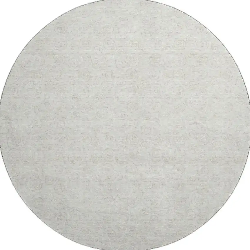 8' Ivory And Beige Polka Dot Washable Round Rug With UV Protection Photo 4