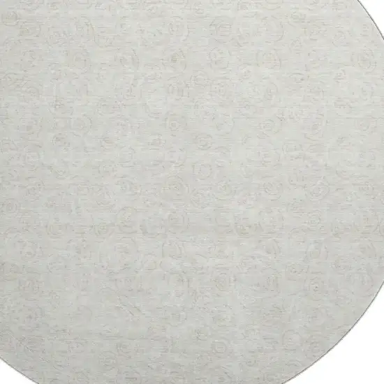 8' Ivory And Beige Polka Dot Washable Round Rug With UV Protection Photo 3