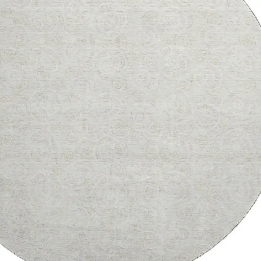 8' Ivory And Beige Polka Dot Washable Round Rug With UV Protection Photo 3