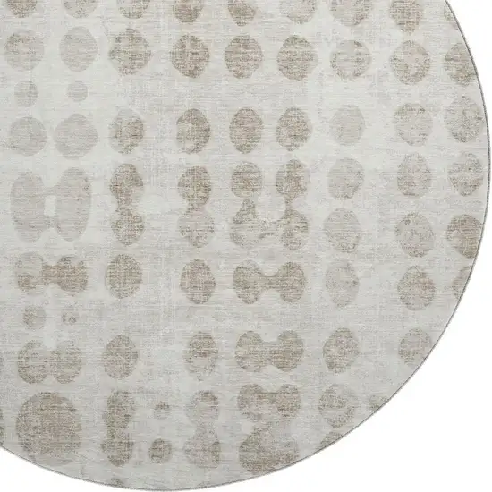8' Ivory And Beige Polka Dot Washable Round Rug With UV Protection Photo 3