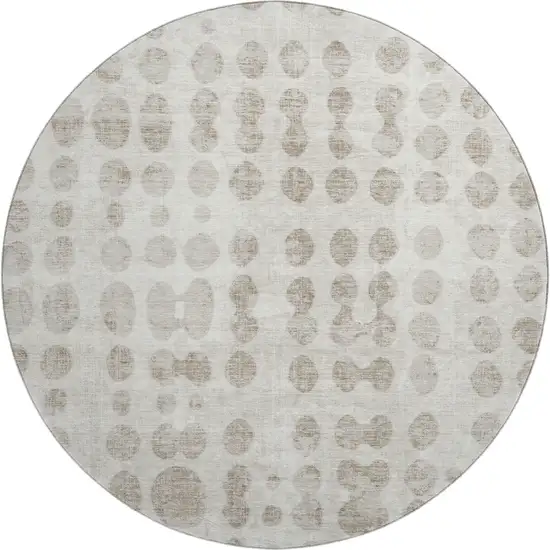 8' Ivory And Beige Polka Dot Washable Round Rug With UV Protection Photo 1