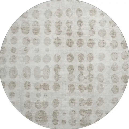8' Ivory And Beige Polka Dot Washable Round Rug With UV Protection Photo 4