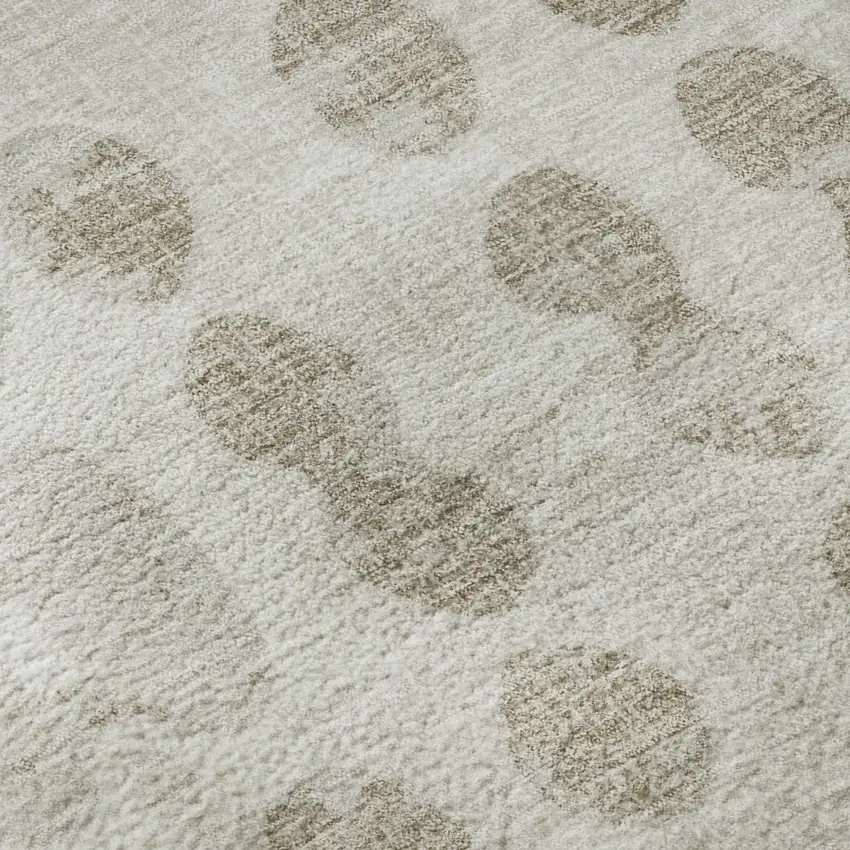 8' Ivory And Beige Polka Dot Washable Round Rug With UV Protection Photo 9