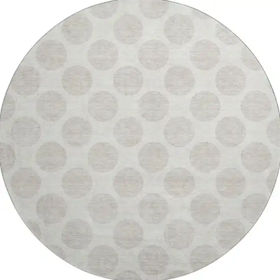 8' Ivory And Beige Polka Dot Washable Round Rug With UV Protection Photo 4