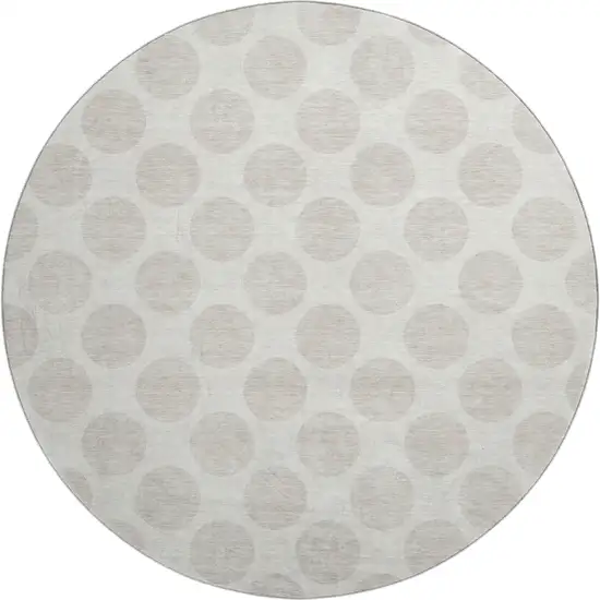 8' Ivory And Beige Polka Dot Washable Round Rug With UV Protection Photo 1