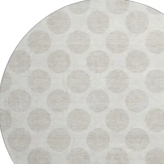 8' Ivory And Beige Polka Dot Washable Round Rug With UV Protection Photo 3