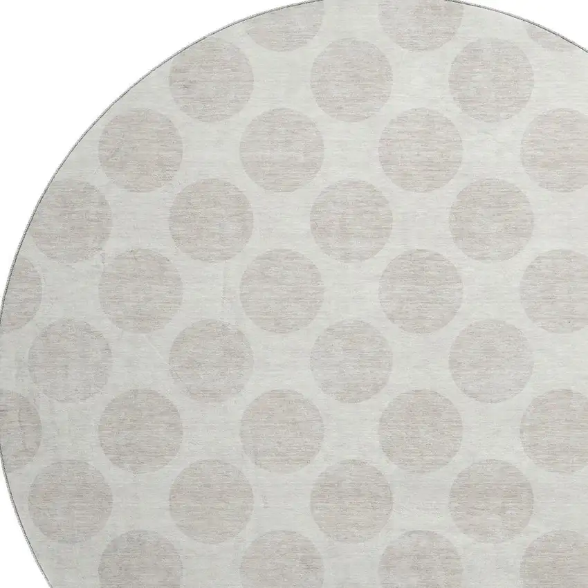 8' Ivory And Beige Polka Dot Washable Round Rug With UV Protection Photo 3