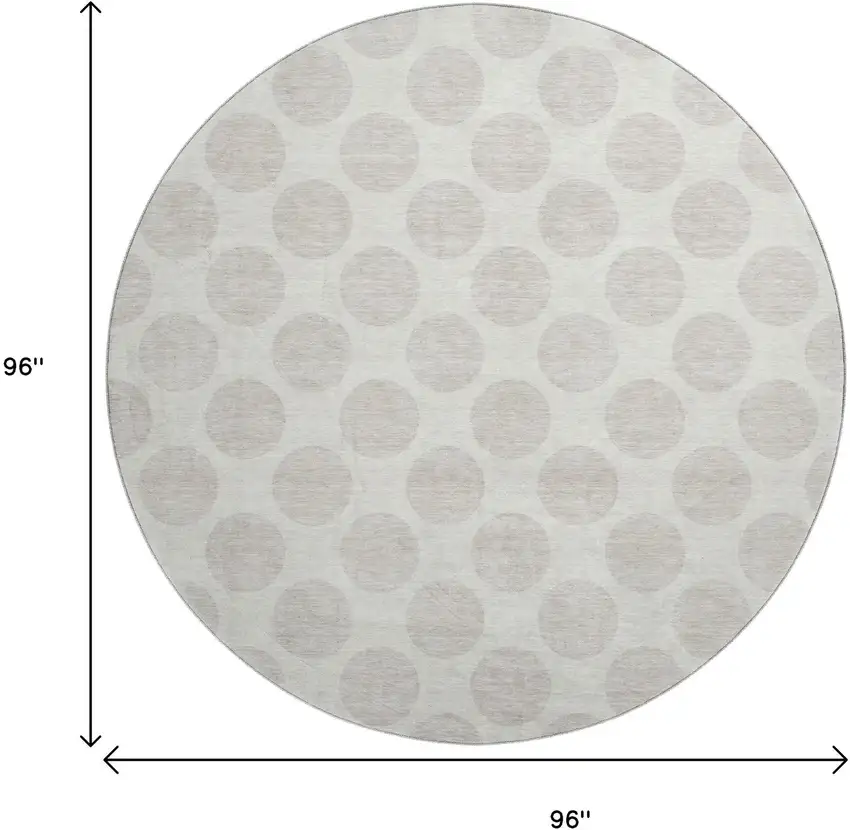8' Ivory And Beige Polka Dot Washable Round Rug With UV Protection Photo 3