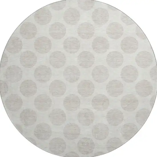 8' Ivory And Beige Polka Dot Washable Round Rug With UV Protection Photo 2