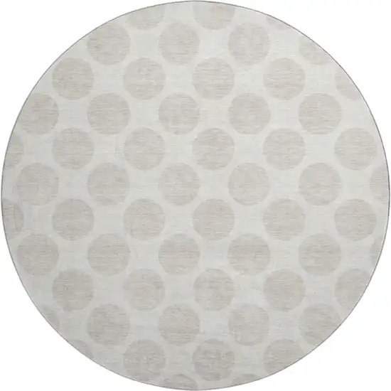 8' Ivory And Beige Polka Dot Washable Round Rug With UV Protection Photo 1