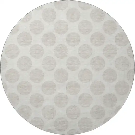 8' Ivory And Beige Polka Dot Washable Round Rug With UV Protection Photo 3