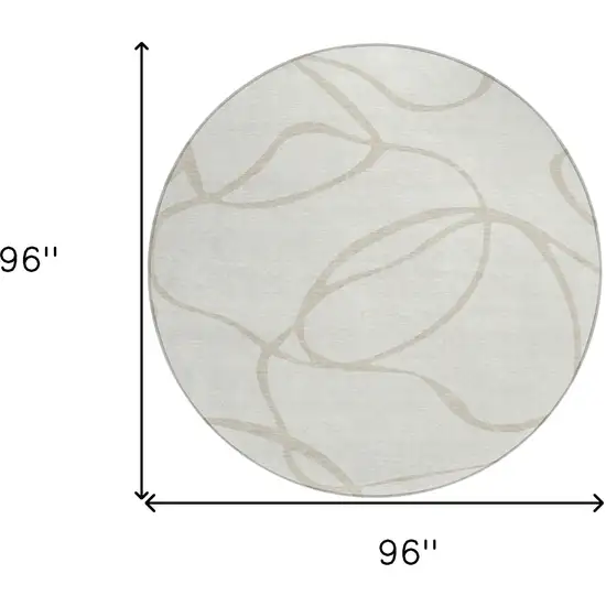8' Ivory And Beige Round Abstract Washable Indoor Outdoor Area Rug Photo 3