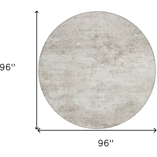 8' Ivory And Beige Round Abstract Washable Indoor Outdoor Area Rug Photo 3
