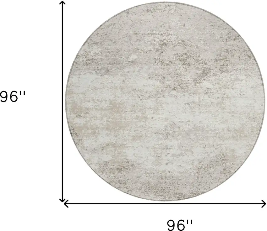 8' Ivory And Beige Round Abstract Washable Indoor Outdoor Area Rug Photo 3