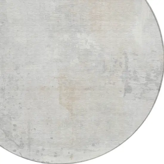 8' Ivory And Beige Round Abstract Washable Indoor Outdoor Area Rug Photo 8