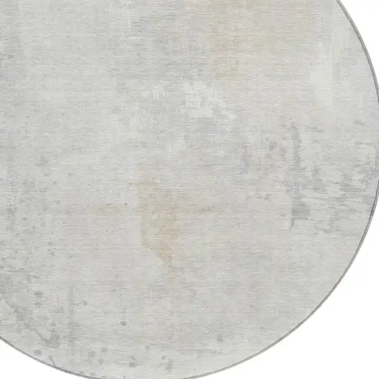 8' Ivory And Beige Round Abstract Washable Indoor Outdoor Area Rug Photo 4
