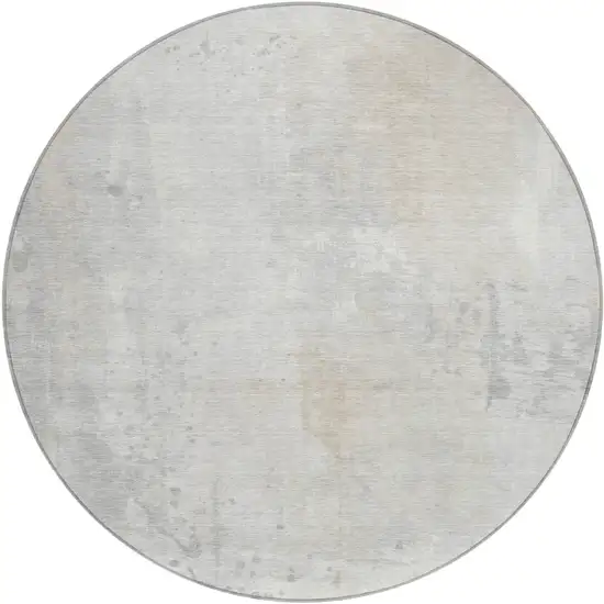 8' Ivory And Beige Round Abstract Washable Indoor Outdoor Area Rug Photo 1