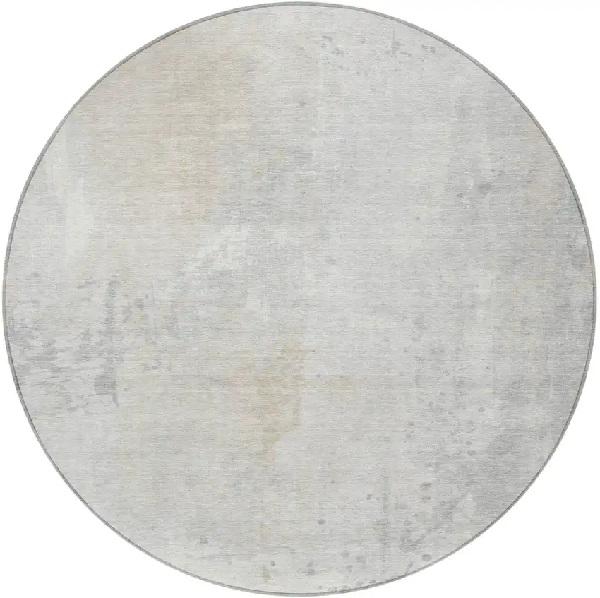 8' Ivory And Beige Round Abstract Washable Indoor Outdoor Area Rug Photo 3