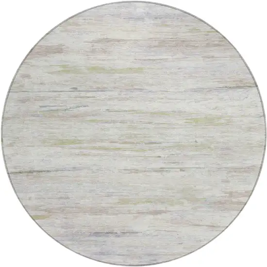 8' Ivory And Beige Round Abstract Washable Indoor Outdoor Area Rug Photo 1