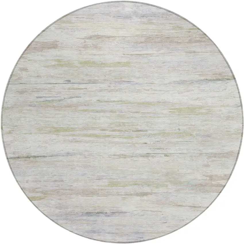 8' Ivory And Beige Round Abstract Washable Indoor Outdoor Area Rug Photo 1