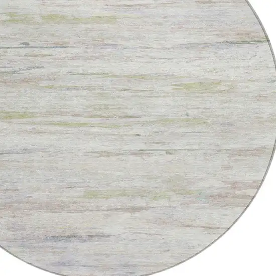 8' Ivory And Beige Round Abstract Washable Indoor Outdoor Area Rug Photo 9