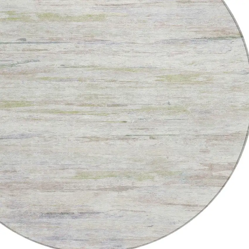 8' Ivory And Beige Round Abstract Washable Indoor Outdoor Area Rug Photo 9