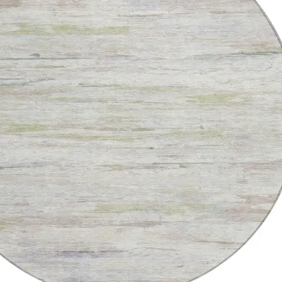 8' Ivory And Beige Round Abstract Washable Indoor Outdoor Area Rug Photo 4