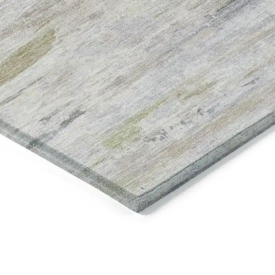 8' Ivory And Beige Round Abstract Washable Indoor Outdoor Area Rug Photo 8