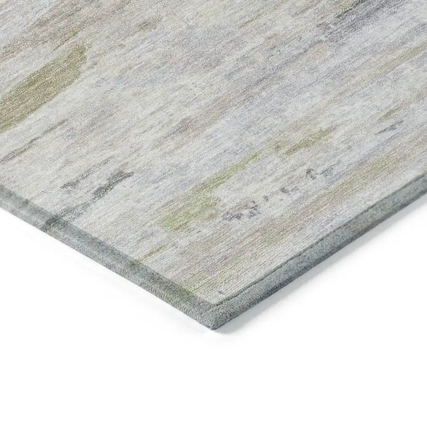 8' Ivory And Beige Round Abstract Washable Indoor Outdoor Area Rug Photo 8