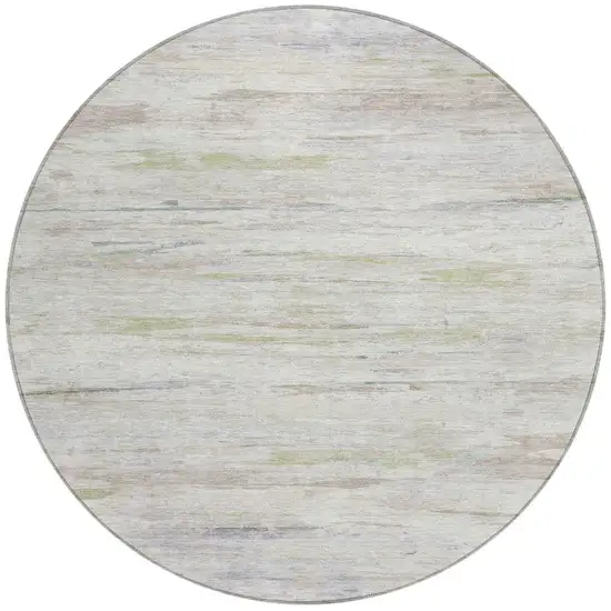 8' Ivory And Beige Round Abstract Washable Indoor Outdoor Area Rug Photo 3