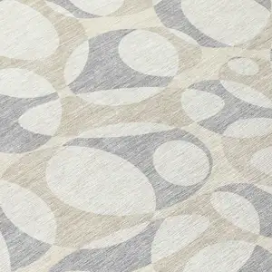 Photo of 8' Ivory And Beige Round Abstract Washable Indoor Outdoor Area Rug