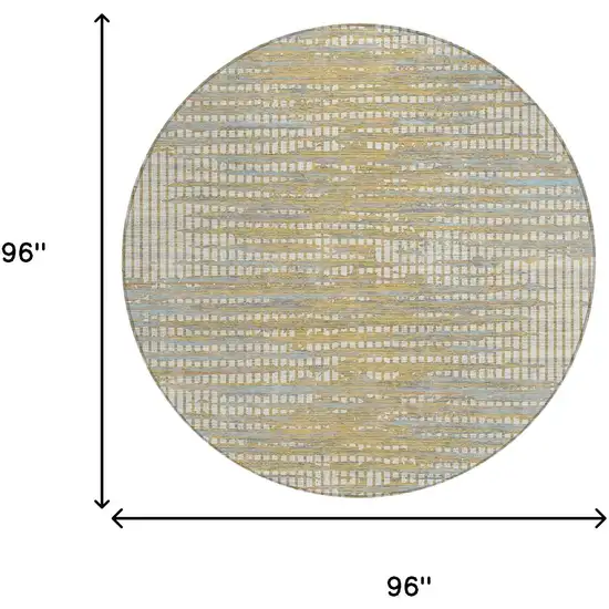 8' Ivory And Beige Round Abstract Washable Indoor Outdoor Area Rug Photo 6