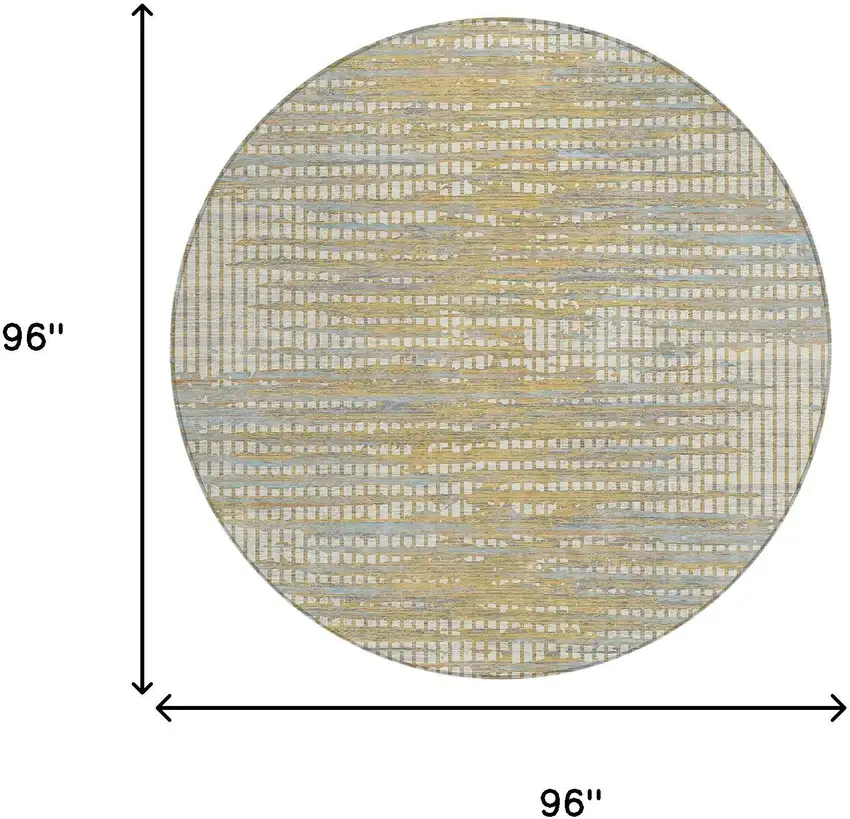 8' Ivory And Beige Round Abstract Washable Indoor Outdoor Area Rug Photo 6