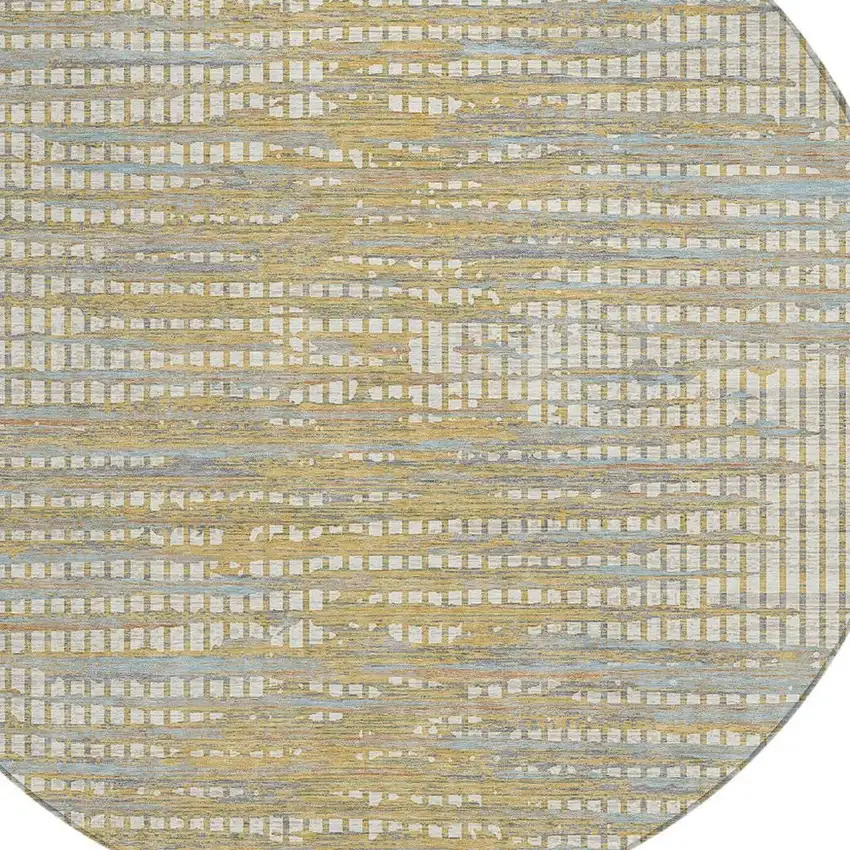 8' Ivory And Beige Round Abstract Washable Indoor Outdoor Area Rug Photo 2