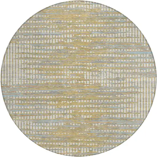 8' Ivory And Beige Round Abstract Washable Indoor Outdoor Area Rug Photo 1