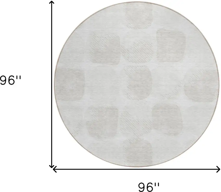 8' Ivory And Beige Round Abstract Washable Indoor Outdoor Area Rug Photo 3