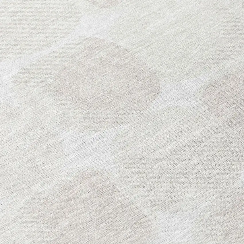 8' Ivory And Beige Round Abstract Washable Indoor Outdoor Area Rug Photo 8