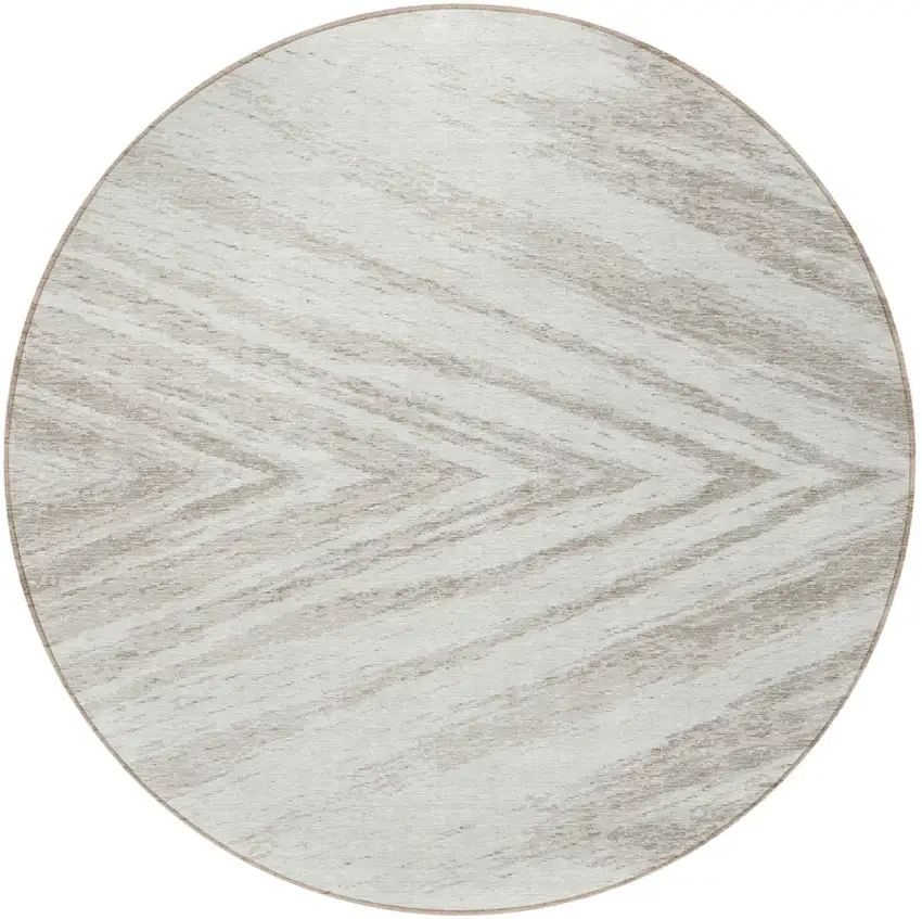 8' Ivory And Beige Round Abstract Washable Indoor Outdoor Area Rug Photo 5