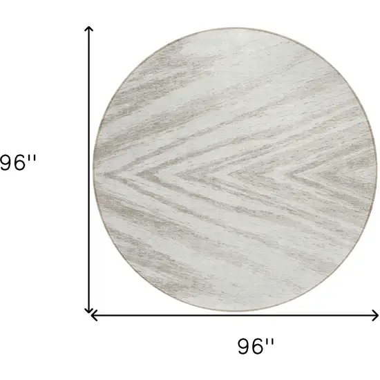 8' Ivory And Beige Round Abstract Washable Indoor Outdoor Area Rug Photo 3