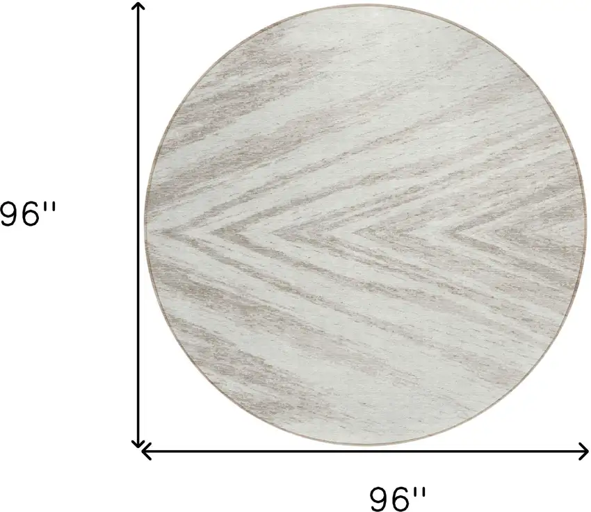 8' Ivory And Beige Round Abstract Washable Indoor Outdoor Area Rug Photo 3