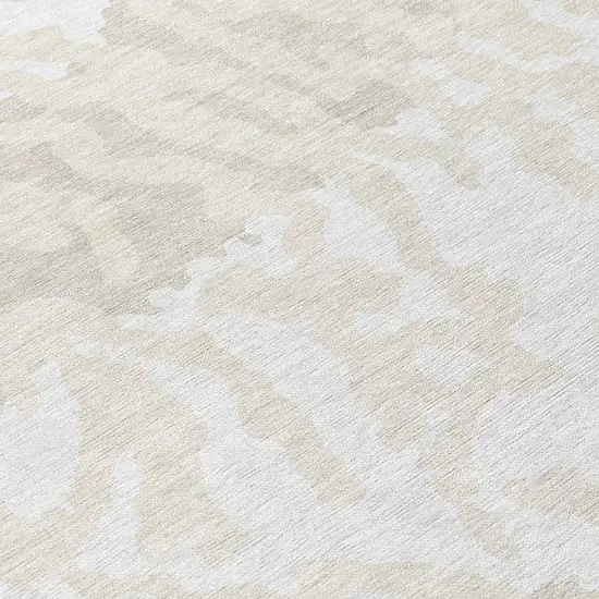 8' Ivory And Beige Round Animal Print Washable Indoor Outdoor Area Rug Photo 8
