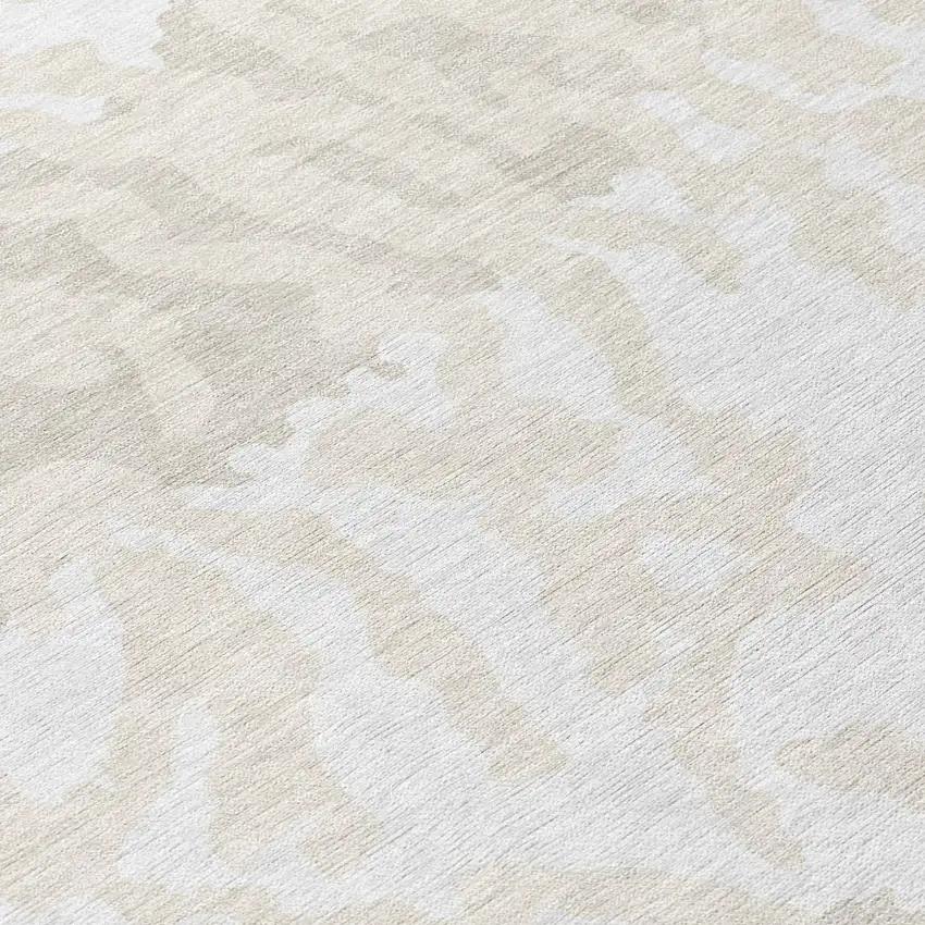 8' Ivory And Beige Round Animal Print Washable Indoor Outdoor Area Rug Photo 8