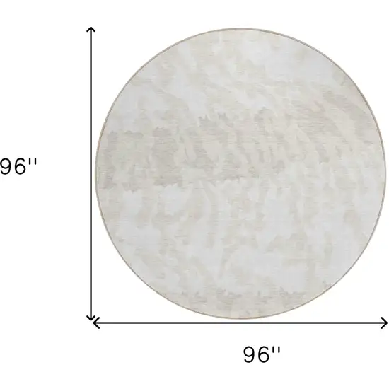 8' Ivory And Beige Round Animal Print Washable Indoor Outdoor Area Rug Photo 3